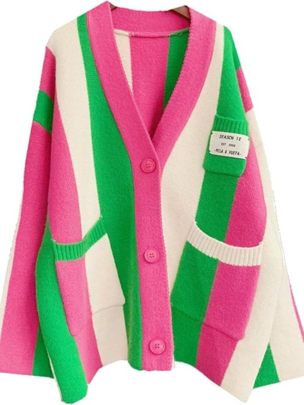 Watermelon Boxy Color Block Colourful Cardigan Sweater